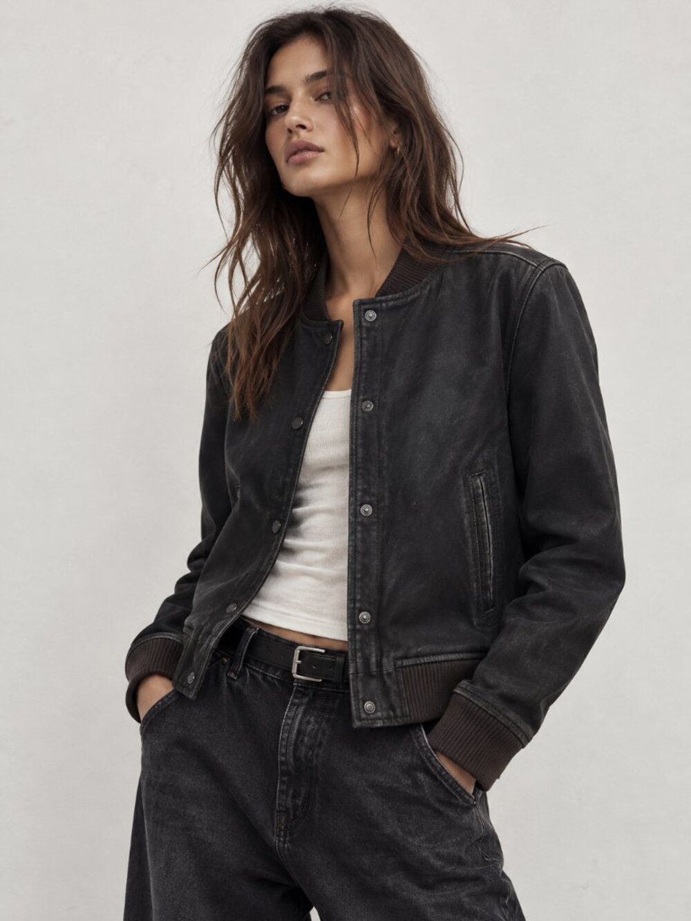 All Saints 100% leather bomber jacket